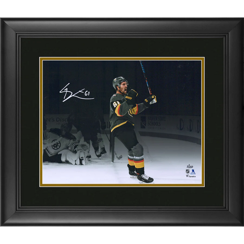 Mark Stone Vegas Golden Knights Framed Autographed 11" x 14" Post-Game Celebration Spotlight Photograph - Limited Edition of 20