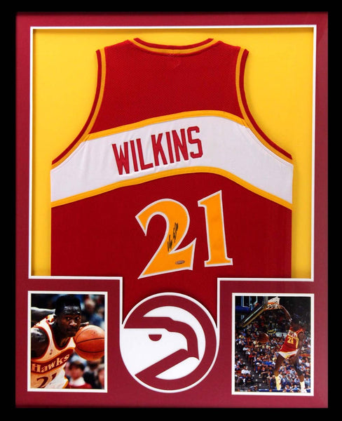 Dominique Wilkins Signed Atlanta Hawks Framed Throwback Red Custom Jersey