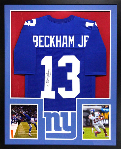 Odell Beckham Jr. Signed New York Giants Framed Royal Blue Custom Jersey