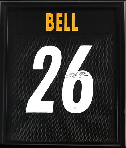 LeVeon Bell Signed Pittsburgh Steelers Framed Custom Black Jersey