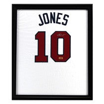 Chipper Jones Signed Atlanta Braves Framed White Custom Jersey