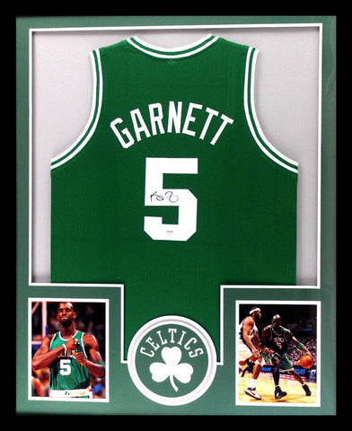 Kevin Garnett Signed Boston Celtics Framed Green Custom Jersey