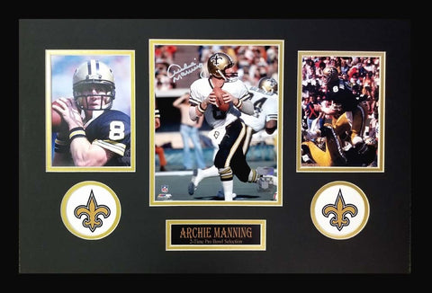 Archie Manning Signed New Orleans Saints Framed 8x10 NFL Photo - White Jersey
