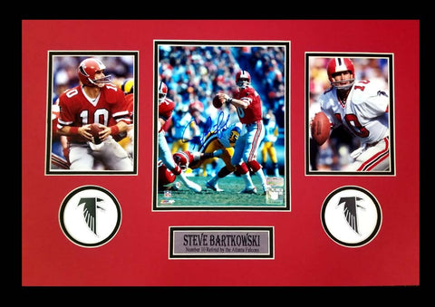Steve Bartkowski Signed Atlanta Falcons Framed 8x10 NFL Photo - Red Jersey