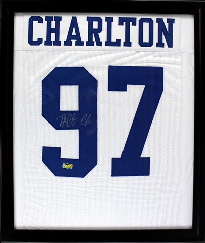 Taco Charlton Signed Dallas Cowboys Framed White Custom Jersey