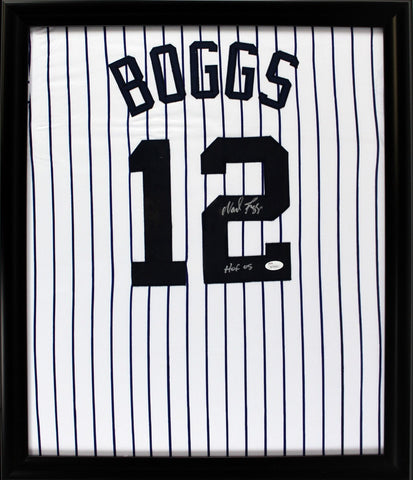 Wade Boggs Signed New York Yankees Framed Pinstripe Custom Jersey With "HOF 05" Inscription