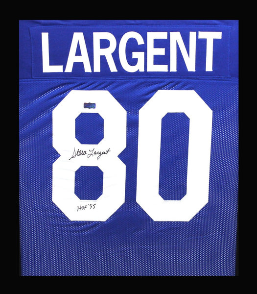 Steve Largent Signed Seattle Seahawks Framed Blue Custom Jersey With "HOF 95" Inscription