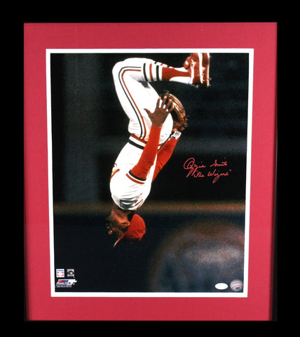 Ozzie Smith Signed St Louis Cardinals Framed 16x20 Photo With "The Wizard" Inscription - Flipping