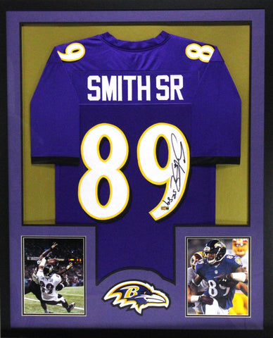 Steve Smith Sr Signed Baltimore Ravens Framed Purple Custom Jersey