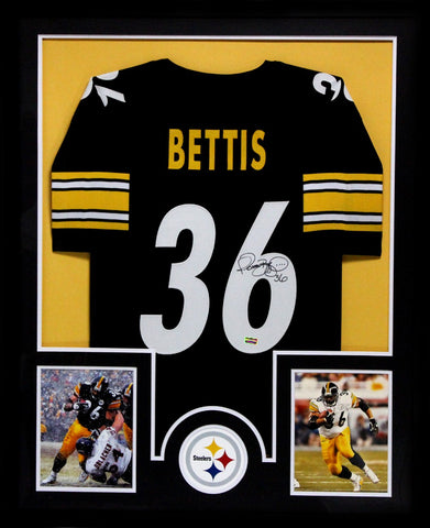 Jerome Bettis Signed Pittsburgh Steelers Framed Black Custom Jersey