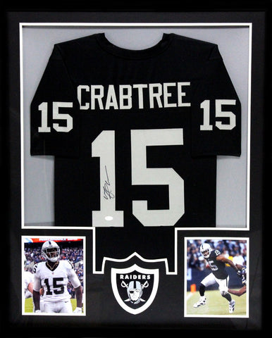 Michael Crabtree Signed Oakland Raiders Framed Black Custom Jersey