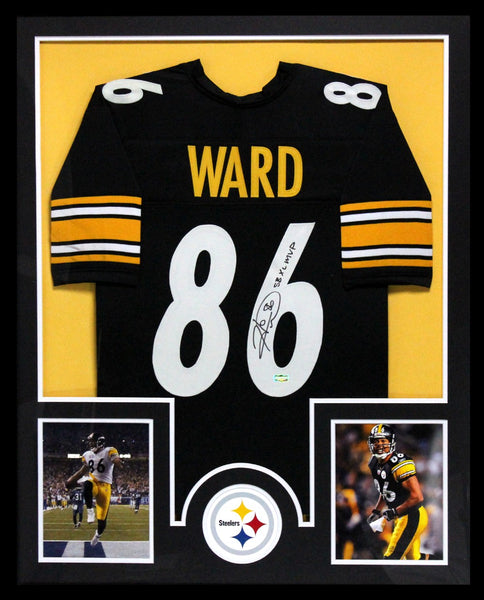 Hines Ward Signed Pittsburgh Steelers Framed Black Custom Jersey
