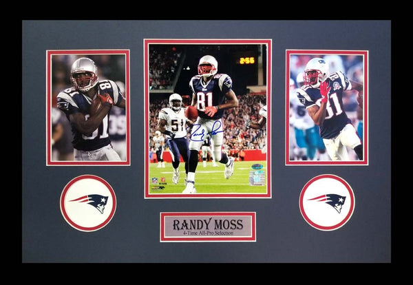 Randy Moss Signed New England Patriots Framed 8x10 NFL Photo