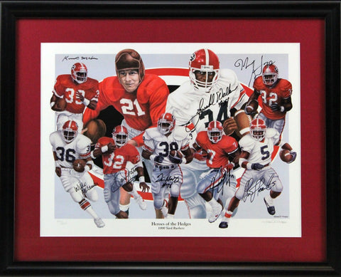 Georgia Bulldogs Multi-Signed Framed Running Back Heroes of the Hedges Limited Edition of 1000 Print with 8 Signatures