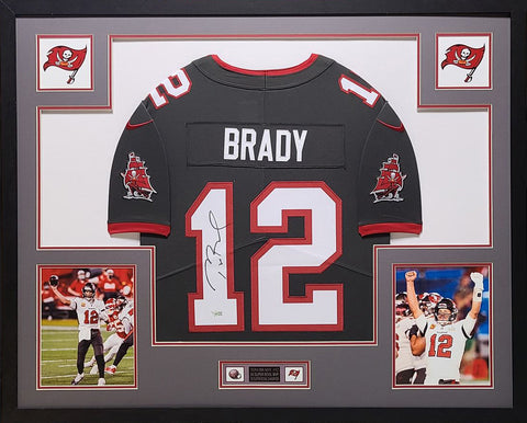 Tom Brady Tampa Bay Buccaneers Autographed Framed Pewter Nike Game Jersey