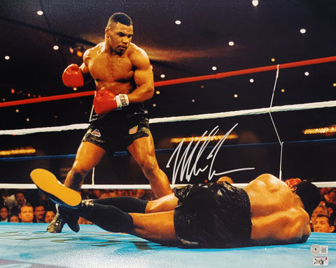MIKE TYSON AUTOGRAPHED 16X20 PHOTO STANDING OVER BECKETT BAS STOCK #206976