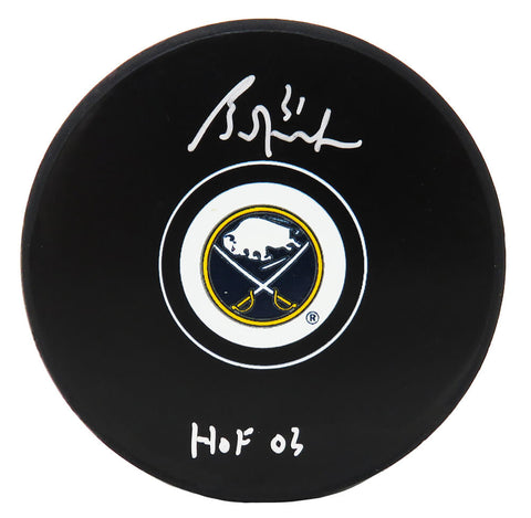 Grant Fuhr Signed Buffalo Sabres Logo NHL Hockey Puck w/HOF'03 - SCHWARTZ COA