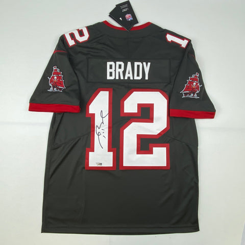 Autographed/Signed Tom Brady Buccaneers Grey Nike LTD Jersey Fanatics COA/LOA