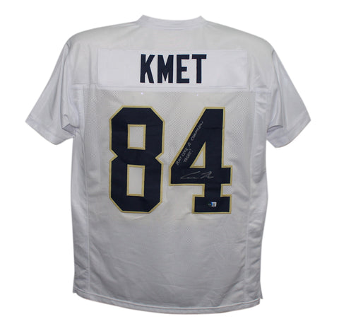 Cole Kmet Signed College Style White XL Jersey Play Like Champion Beckett 37465