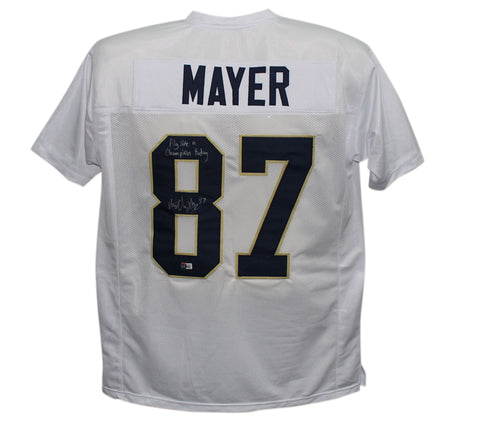 Michael Mayer Signed College Style White XL Jersey Play Like Champion BAS 37438