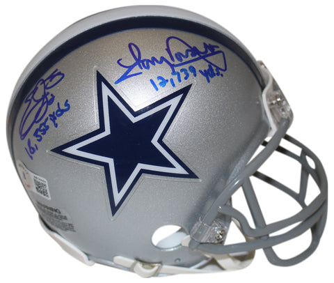 Emmitt Smith & Tony Dorsett Signed Dallas Cowboys VSR4 Mini Helmet BAS 37344