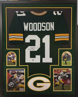 Charles Woodson Signed Green Bay Packers Framed Green Custom Jersey