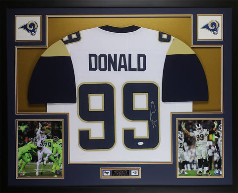 Aaron Donald Autographed Framed White Los Angeles Rams Jersey