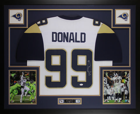 Aaron Donald Autographed Framed White Los Angeles Rams Jersey