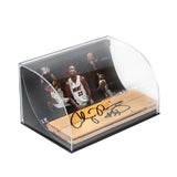Alonzo Mourning Heat Photo with Autographed NBA Game-Used Floor Curve Display