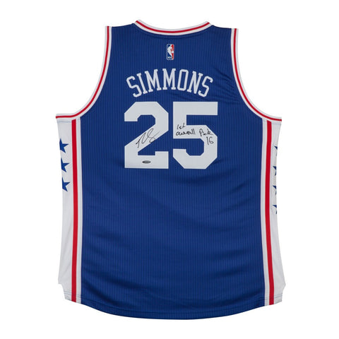 Ben Simmons Autographed & Inscribed 76ers Away Jersey