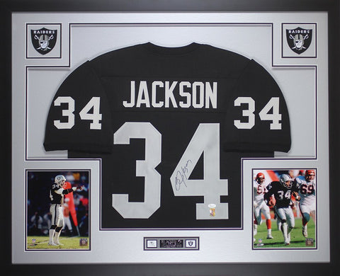 Bo Jackson Autographed and Framed Black Raiders Jersey