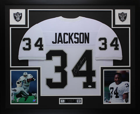 Bo Jackson Autographed and Framed White Raiders Jersey