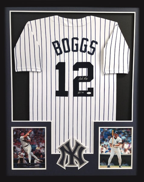 Wade Boggs Signed New York Yankees Pinstripe Framed Custom Jersey with "HOF 05" Inscription