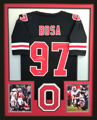 Joey Bosa Signed Ohio State Buckeyes Framed Black Custom Jersey