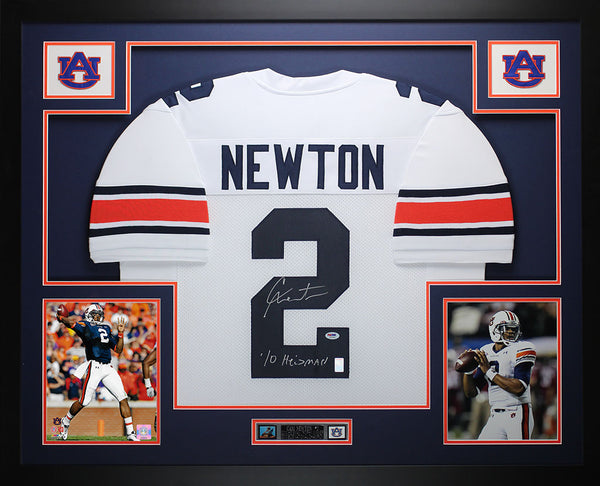 Cam Newton Autographed Framed White Auburn Jersey