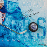 Connor McDavid Autographed & Inscribed "Commanding" Breaking Through 24" x 16" - NHL MVP