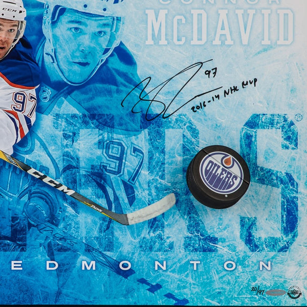 Connor McDavid Autographed & Inscribed Breaking Through 24x16