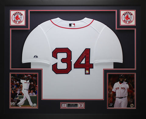 David Ortiz Autographed Framed White Red Sox Jersey