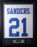 Deion Sanders Framed and Autographed White Cowboys Jersey Auto JSA Certified