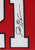 Deion Sanders Autographed & Framed Red Falcons Jersey Auto JSA COA