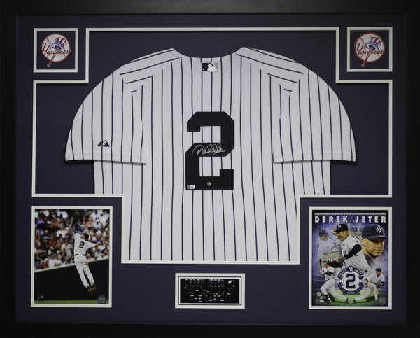 Derek Jeter Autographed and Framed White Pinstriped Jersey