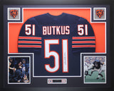 Dick Butkus Autographed and Framed Blue Bears Jersey Auto JSA COA D7-L