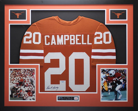 Earl Campbell Autographed and Framed Orange Longhorns Jersey