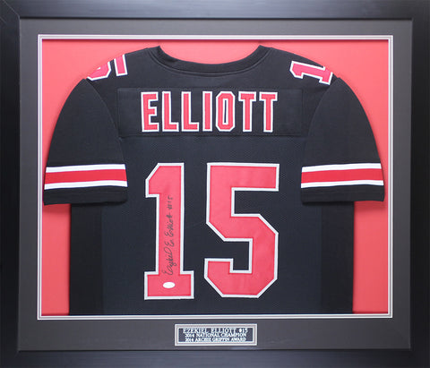 Ezekiel Elliott Autographed Framed Black Ohio State Jersey