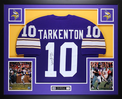 Fran Tarkenton Autographed Signed HOF 86 and Framed Purple Vikings Jersey