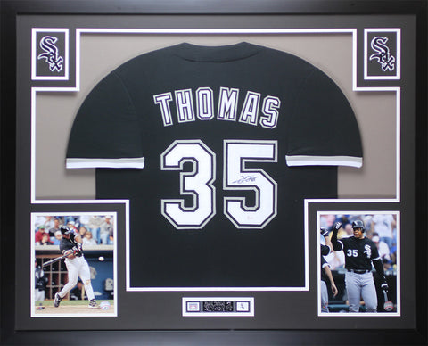 Frank Thomas Autographed Framed Black White Sox Jersey