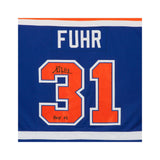 Grant Fuhr Autographed & Inscribed Authentic Mitchell & Ness Edmonton Oilers Blue Jersey