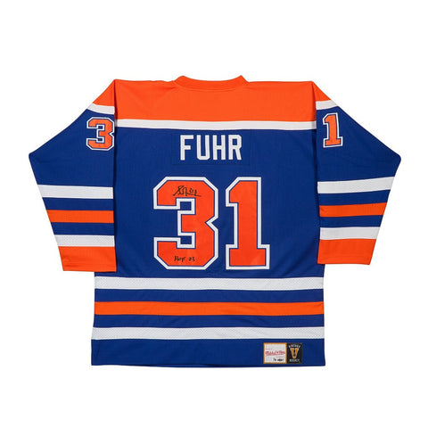 Grant Fuhr Autographed & Inscribed Authentic Mitchell & Ness Edmonton Oilers Blue Jersey