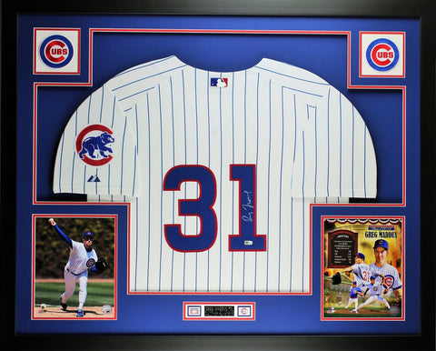 Greg Maddux Autographed and Framed White P/S/ Cubs Jersey
