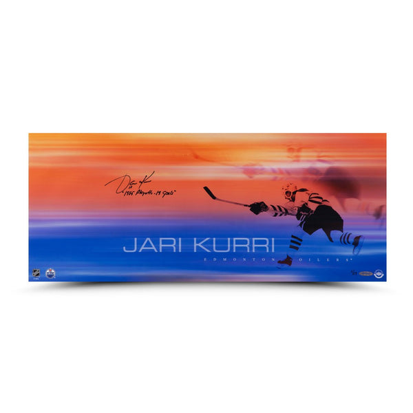 Jari Kurri Autographed & Inscribed "19 Playoff Goals" 26 x 11